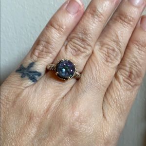 Mystic topaz sterling silver ring